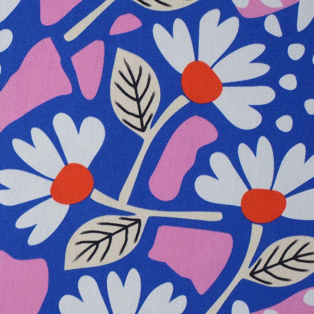 Dekostoff Canvas abstrakte Blüten weiß blau rosa
